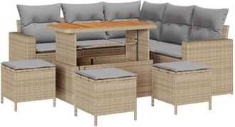 vidaXL Garden Sofa Set 10 pcs Beige and Light Grey Poly Rattan vidaXL