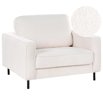 Beliani Beliani - Sill&oacute;n Moderno Minimalista De Boucl&eacute; Cojines Patas De Metal Blanco Savalen