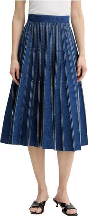 Twinset Geplooide Denim Midi Rok - Dames - Spijkerrokken - Blauw - M - Denim - Rokken