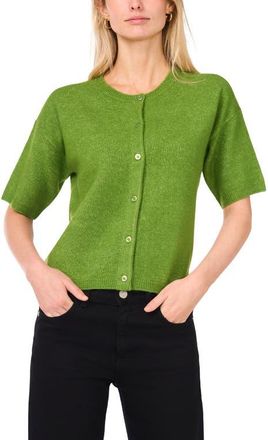 Vince Camuto Short Sleeve Cardigan in Salted Lime at Nordstrom, Size Xx-Small