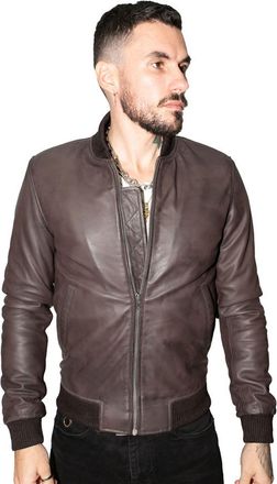 Infinity Leather Mens Retro Varsity Leather Bomber Jacket-Pretoria