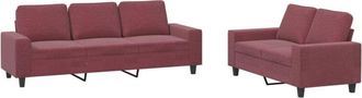 vidaXL Juego De Sof&aacute;s 2 Piezas Tela Rojo Tinto Vidaxl