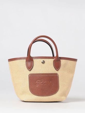 Longchamp Mini tote Le Pliage Collection in rafia con manici in pelle