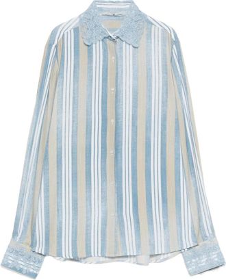 Ermanno Scervino striped lace shirt - women - Viscose - 42 - Blue