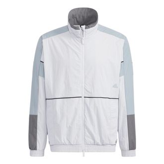 adidas Contrasting Colors Stand Collar Zipper Sports Jacket Gray HD0078