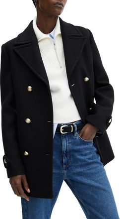 Mango Double Breasted Coat in Black at Nordstrom, Size X-Small
