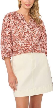 Vince Camuto Floral Button-Up Shirt in Rust at Nordstrom, Size Xx-Small