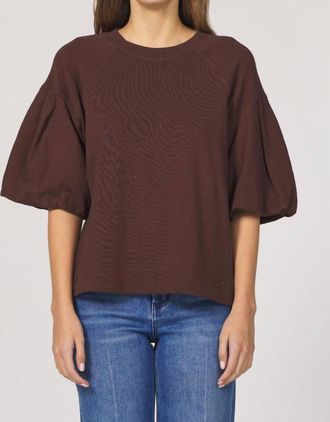 Dear John Denim Matteo Puff Sleeve Sweater In Cappuccino