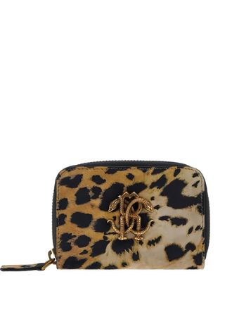 Roberto Cavalli leopard-print logo-plaque wallet - Brown