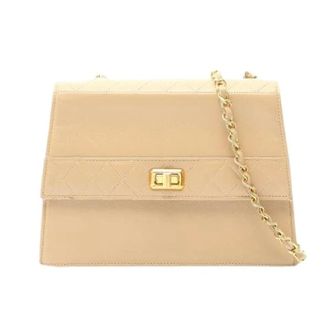 Chanel Pre-owned Matelasse Lamsleer Schoudertas - Dames - Pre-owned - Beige - Maat: ONE Size Leer
