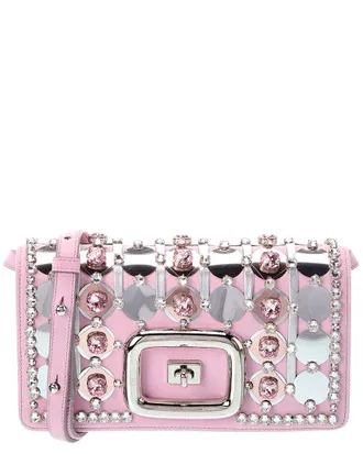 Roger Vivier Logo Leather & Suede Shoulder Bag
