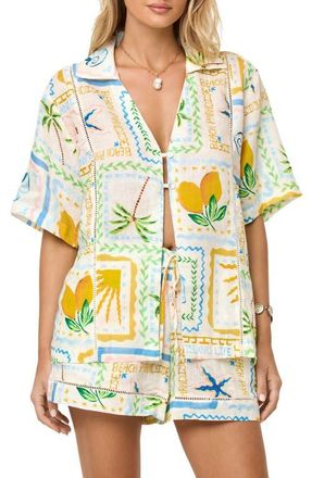 L*Space La Mer Embroidered Cover-Up Shirt in Wish You Were Here at Nordstrom, Size X-Small
