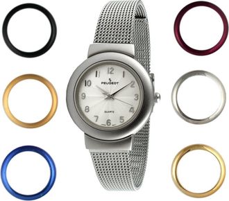 Peugeot Seven Interchangeable Bezel Watch Gift Set- 25MM in Silver at Nordstrom