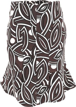 Marni Printed Midi Skirt in Brown Wool