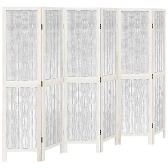 Berkfield Home Room Divider 6 Panels White Solid Wood Paulownia