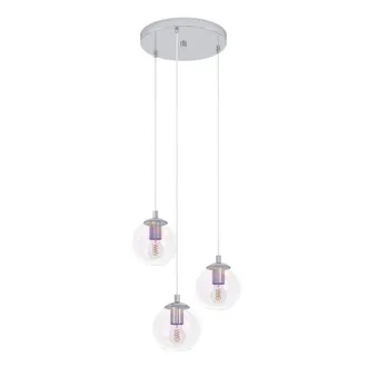 Eglo Lampadario Tondo Contemporaneo Ariscani 2 Acciaio Cromo Trasparente 3 Luci E27