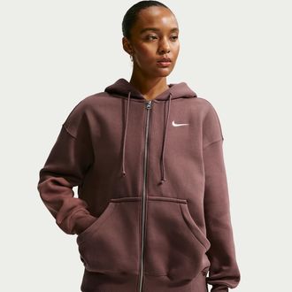 Nike Womens Nike Sportswear Phoenix Fleece Oversized Full-Zip Hoodie in Purple | DQ5758-502
