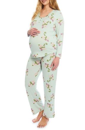 Everly Grey Laina During & After 2-Piece Maternity/Nursing Sleep Set in Peony at Nordstrom, Size X-Small