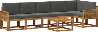 vidaXL Conjunto De Sof&aacute;s De Exterior 7 Uds. Natural Y Antracita Vidaxl
