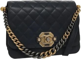 Chanel Tweedehands leren handtassen - Dames - Vintage Handtas - Blauw - ONE Size - Leer - Vintage