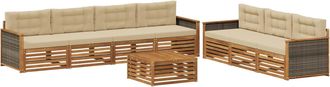 vidaXL Conjunto De Sof&aacute;s De Exterior 8 Uds. Natural Y Beige Vidaxl