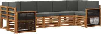 vidaXL Conjunto De Sof&aacute;s De Exterior 6 Uds. Natural Y Antracita Vidaxl