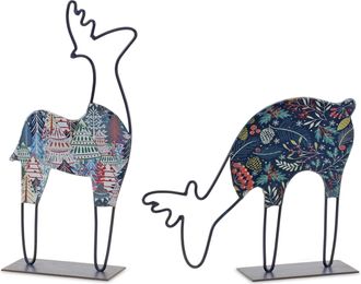 Melrose International Metal Deer Tabletop Decor (Set of 2) - Blue, Multicolor