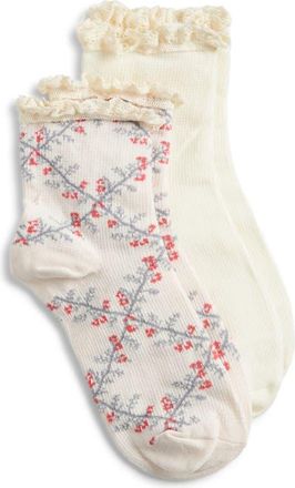 Stems Assorted 2-Pack Lace Trim Trellis Socks in Rose Nectar at Nordstrom