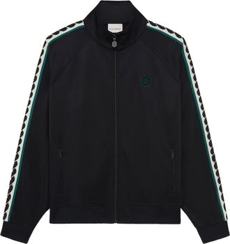 Dr&ocirc;le de Monsieur Zip-Up Jacket with High Collar and Patterned Stripes