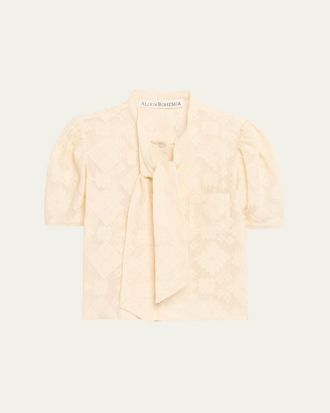 Alix of Bohemia Chance Eyelet Tie-Neck Top