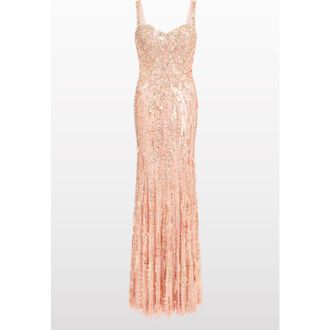 Jenny Packham Da Vinci Sequin-Embellished Dress in Peach Fizz at Nordstrom, Size 16 Uk