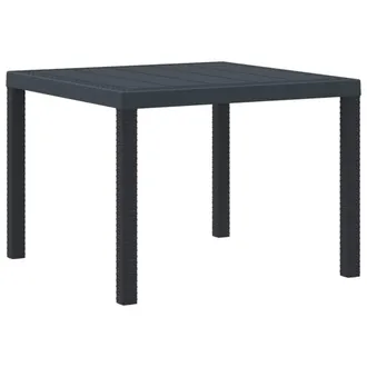 Berkfield Home Garden Table Anthracite 100x100x73 cm Poly Rattan in Dark Grey | Size: 100 x 100 x 73 cm