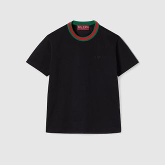 fa！GUCCI ブラックTシャツ サイズ10 GUCCI ロゴ オーバーサイズ コットン Tシャツブラック コットン