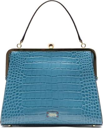 Frances Valentine Jackie Croc Embossed Leather Frame Bag in Blue at Nordstrom