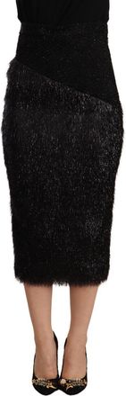 Masha Ma Tinsel High Waist Pencil Midi Viscose Womens Skirt