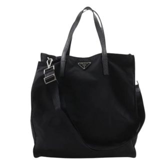 Prada Pre-owned Tote Bags, female, Black, Size: ONE SIZE Pre-owned Vintage Nylon Tote Bag