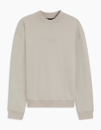 HUGO BOSS Mens BOSS Black Fashion Sweatshirt 075 Open Grey - Tan - Size: 42