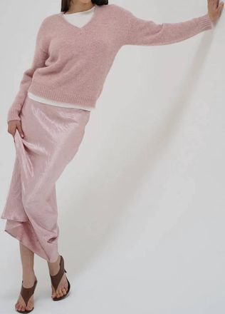 LnA Eva Shine Maxi Skirt In Rosewater