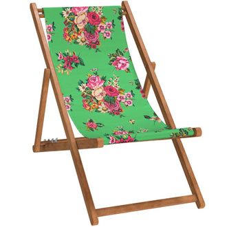 Vent de Boh&egrave;me Silla plegable de haya con estampado floral verde