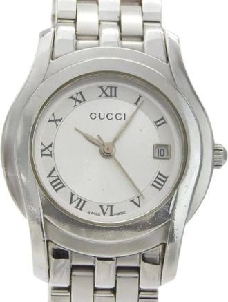 Gucci Pre-owned Watches, female, Gray, Size: ONE SIZE Pre-owned Stainless Steel Quartz 5500L