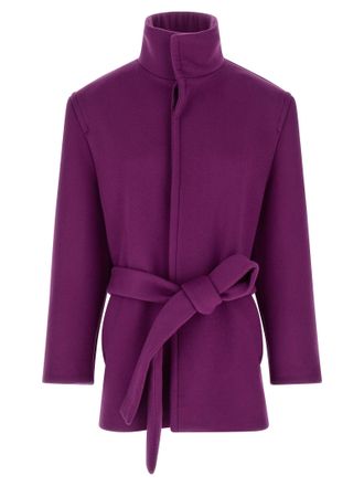 Saint Laurent Double-Face Wool Coat Trench E Impermeabili Viola-Donna
