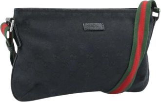Gucci Pre-owned Vintage GG Canvas Schoudertas - Dames - Vintage Schoudertas - Zwart - ONE Size - Leer - Vintage