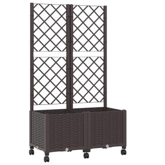 vidaXL Jardinera Con Enrejado Y Ruedas Marr&oacute;n 80 X 40 X 146 Cm Pp Vidaxl