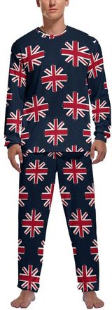 Generic Union Jack Mens Pyjama Set Soft Long Sleeve Sleepwear Lounge Set Pjs