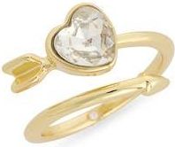 Covet Heart & Arrow Cubic Zirconia Crossover Ring in Clear /Gold at Nordstrom Rack, Size 7