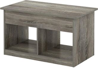Furinno Living Room Lift Top Coffee Table With Hidden Compartment, French Oak Grey