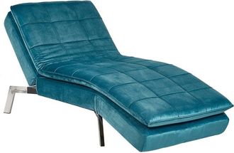Beliani Chaise Longue LOIRET Velvet Teal