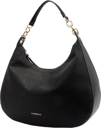 Fiorelli Womens Allegra Slouchy Hobo Bag, Stylish Shoulder Handbag with Chain Links, Black Faux Leather