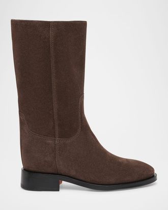 Santoni Fleeces Suede Tall Ranch Boots