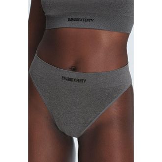 Savage x Fenty Seamless High Waist Bikini Briefs in Platinum Grey at Nordstrom, Size Large